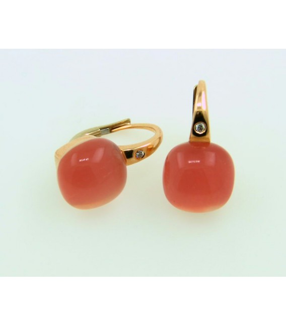 Pendientes de Oro Bigli en combinación de Diamante y Gema Natural